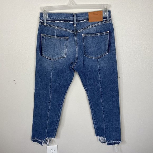 FRAME Le Original Wetherly Mix Distressed Denim Rigid Straight Leg Jeans Size 27 - Picture 11 of 11
